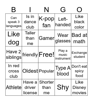 Identity Bingo! Bingo Card