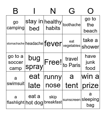 Fourth Grade Review Bingo Card