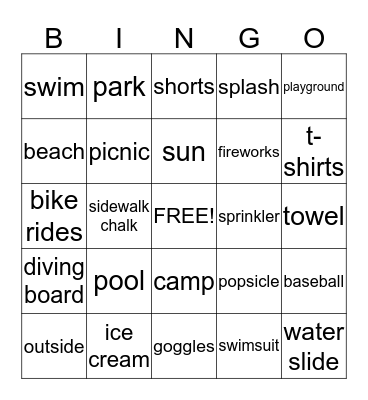 Summer is Here Bingo Card