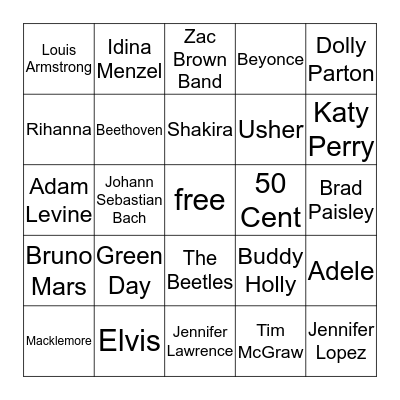 Music Bingo Card