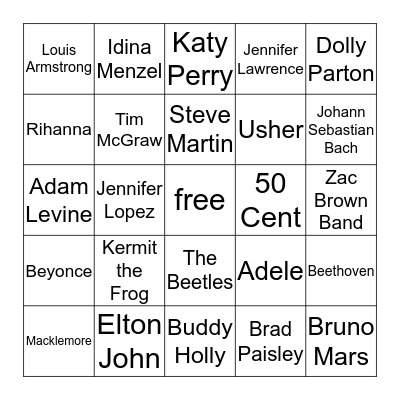 Music Bingo Card
