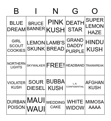 HEMP DARLINGS FLOWER BINGO  Bingo Card