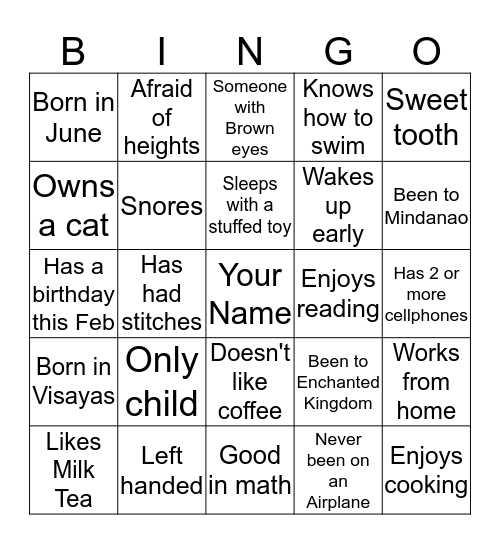 Team Night Human Bingo Card