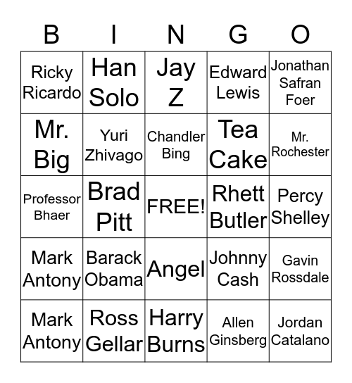 L-O-V-E Bingo Card
