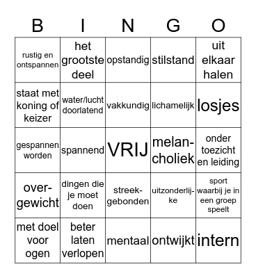 Tegenstelling opdr. 1 Bingo Card