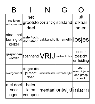 Tegenstelling opdr. 1 Bingo Card