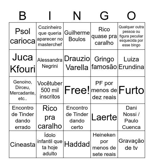 Bingo do centro Bingo Card