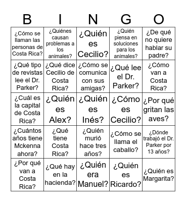 Robo 1 - 3 preguntas Bingo Card