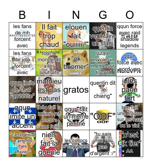 BGA1 Bingo Card