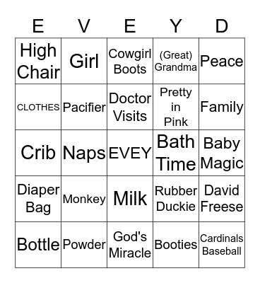 Welcome Evelynn Fae Doerhoff Bingo Card