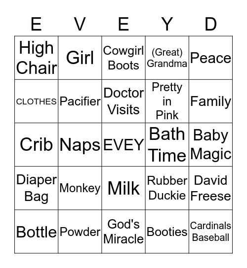 Welcome Evelynn Fae Doerhoff Bingo Card