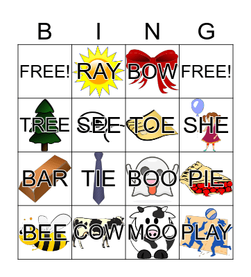 FINAL CONSONANT BINGO Card