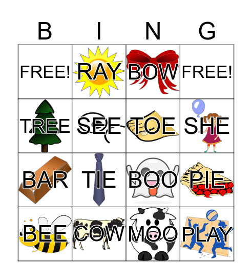 FINAL CONSONANT BINGO Card