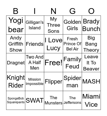 TV Theme Songs Bingo Card