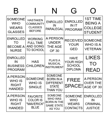 ICE BREAKER BINGO Card