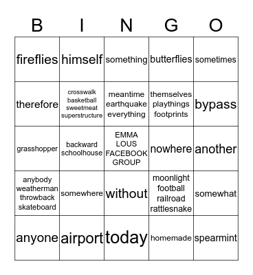 IANS FRIDAY NIGHT BINGO Card