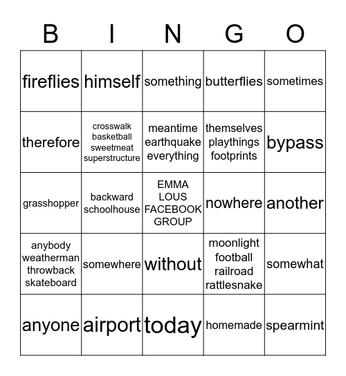 IANS FRIDAY NIGHT BINGO Card