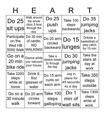 HEARTBEAT BINGO Card