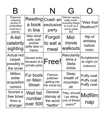 Sundance Bingo Card