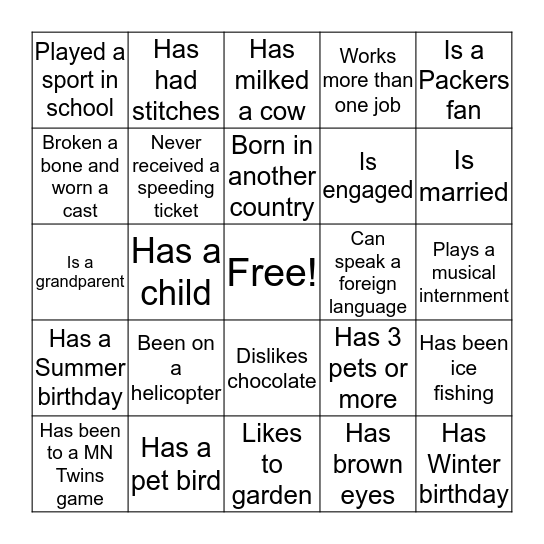 Have fun at work day! Twin Rivers BINGO! Bingo Card