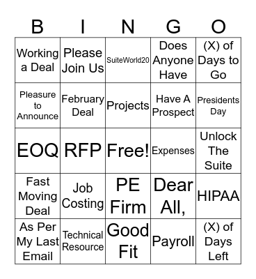 Buzzwords Bingo Feb 2020 Bingo Card
