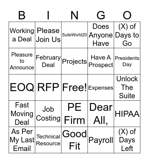 Buzzwords Bingo Feb 2020 Bingo Card