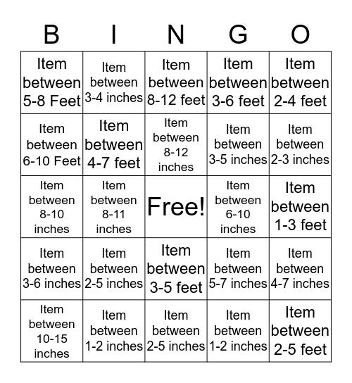 Measure Bingo Card