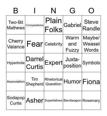 Language Arts 8 Review Bingo Card