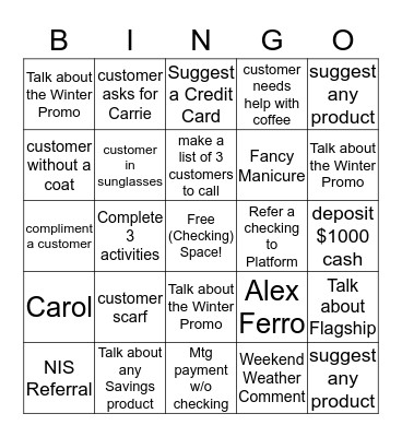 Monroe Branch Bingo Card