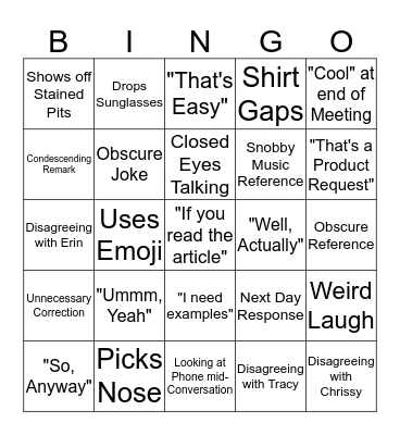 Stove Bingo Card