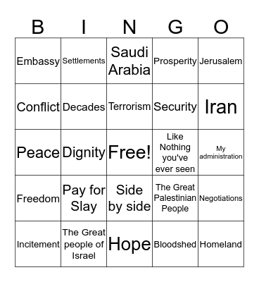 Deal of the Century Bingo Card