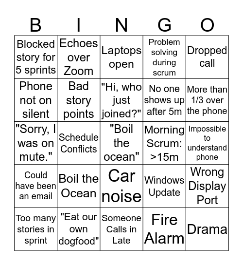 Fidelity Meeting Bingo Card