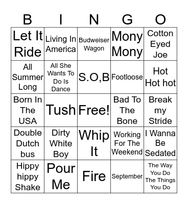 Misc. Hits Bingo Card