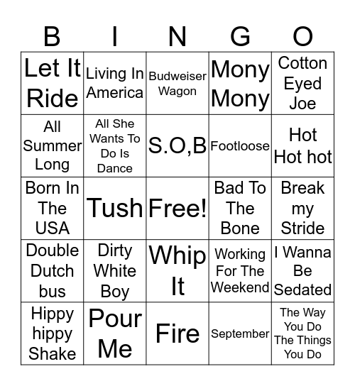 Misc. Hits Bingo Card