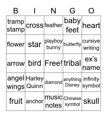 bad tattoo  Bingo Card