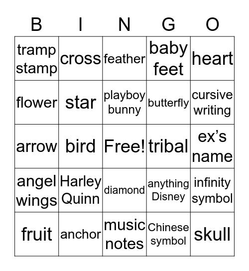 bad tattoo  Bingo Card