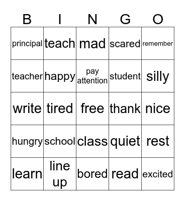 School Signs Bingo Card