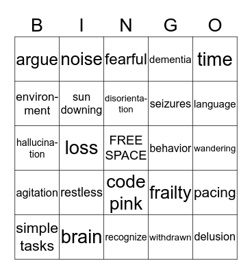 ALZHEIMER'S DISEASE Bingo Card