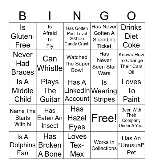 Radiance 2020 Bingo Card