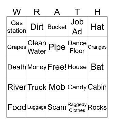Grapes of Death Bingo Card