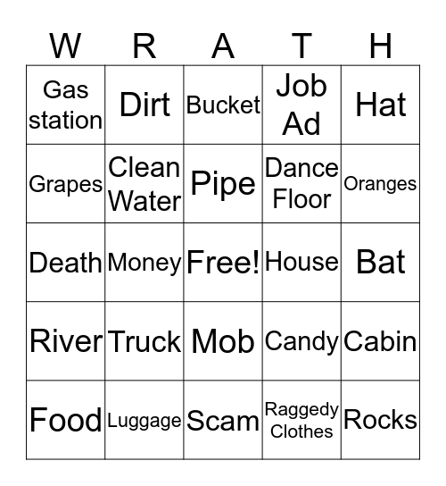 Grapes of Death Bingo Card