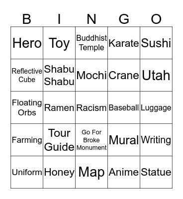 Japanese American Museum/Little Tokyo Bingo Card