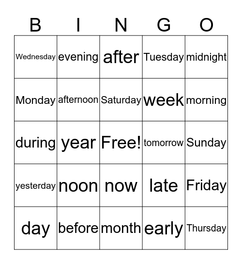 TIME Bingo Card