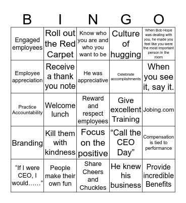 San Martin Meeting Bingo Card