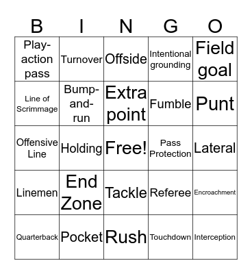 Football Bingo Card
