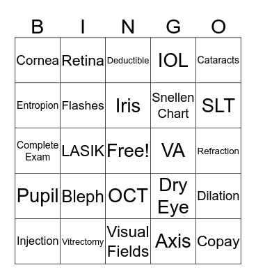 Brigham Eye Specialists BINGO! Bingo Card