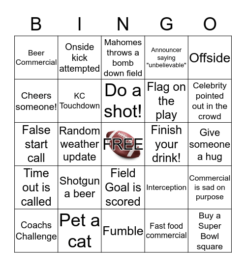 SUPERBOWL LIV Bingo Card