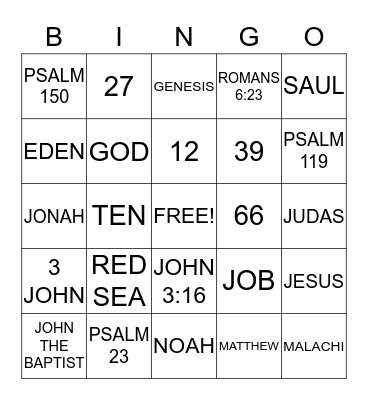 BIBLE BINGO Card