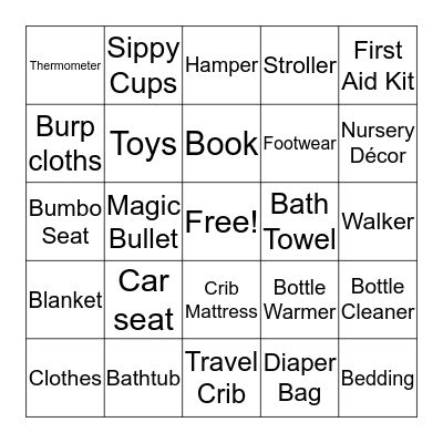 Baby Bingo Card