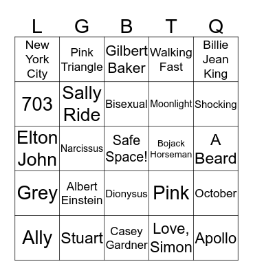 GSA Bingo Card